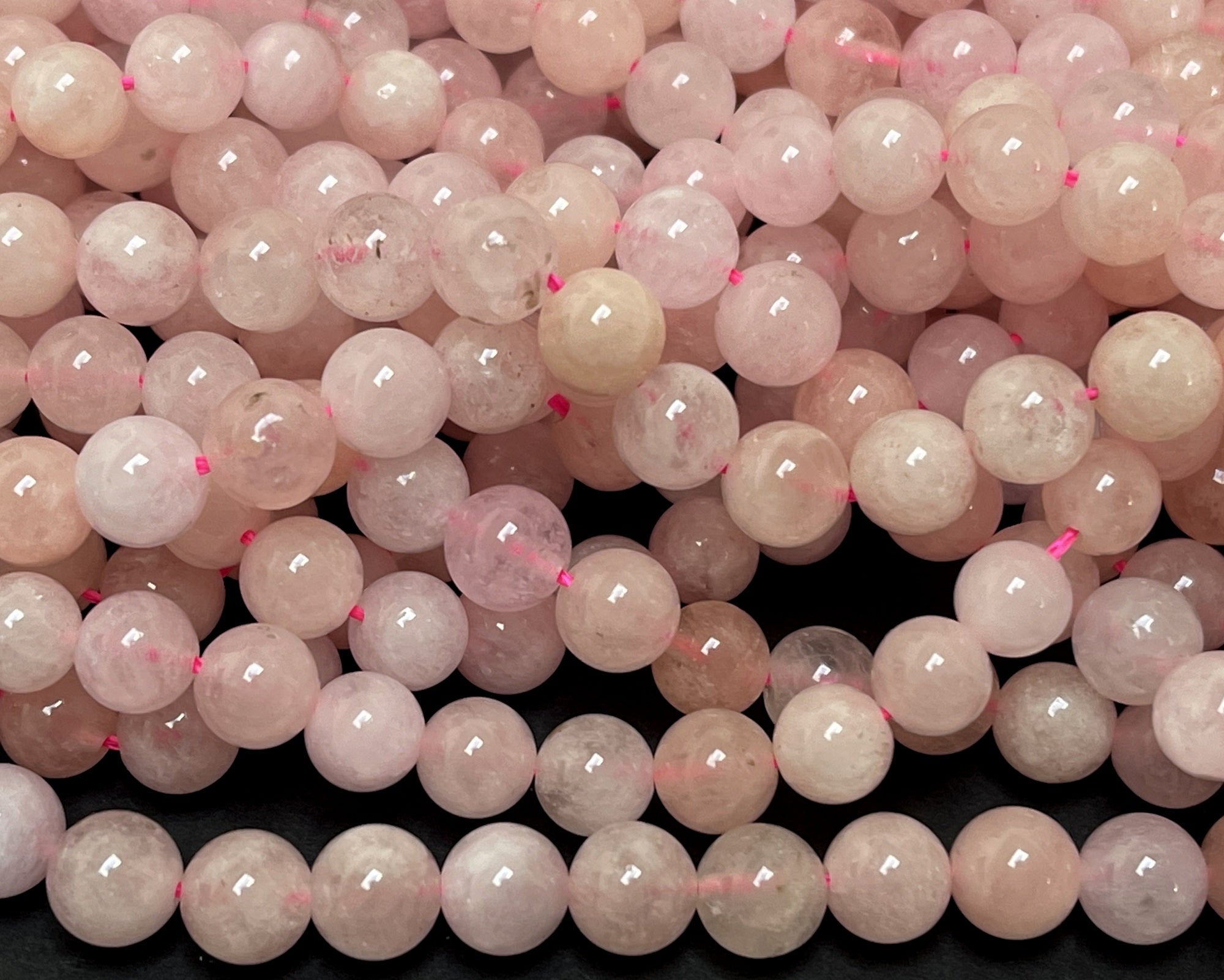 Pink Morganite 6mm round natural gemstone beads 15.5" strand - Oz Beads 
