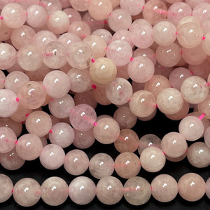 Pink Morganite 6mm round natural gemstone beads 15.5" strand - Oz Beads 