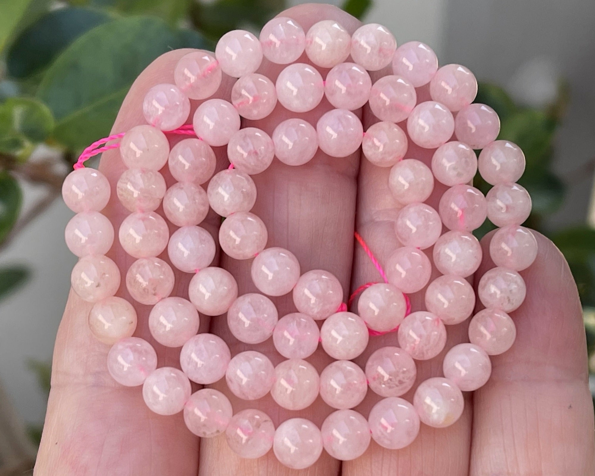 Pink Morganite 6mm round natural gemstone beads 15.5" strand - Oz Beads 