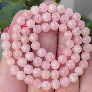 Pink Morganite 6mm round natural gemstone beads 15.5" strand - Oz Beads 
