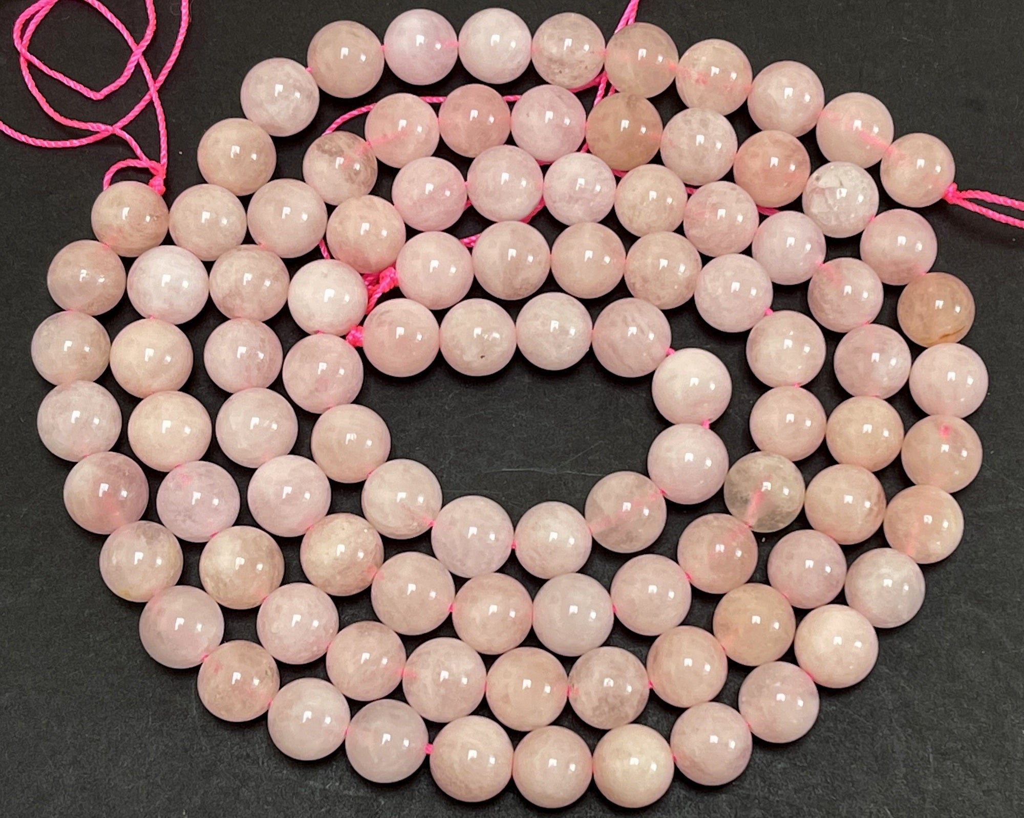 Pink Morganite 8mm round natural gemstone beads 15.5" strand - Oz Beads 