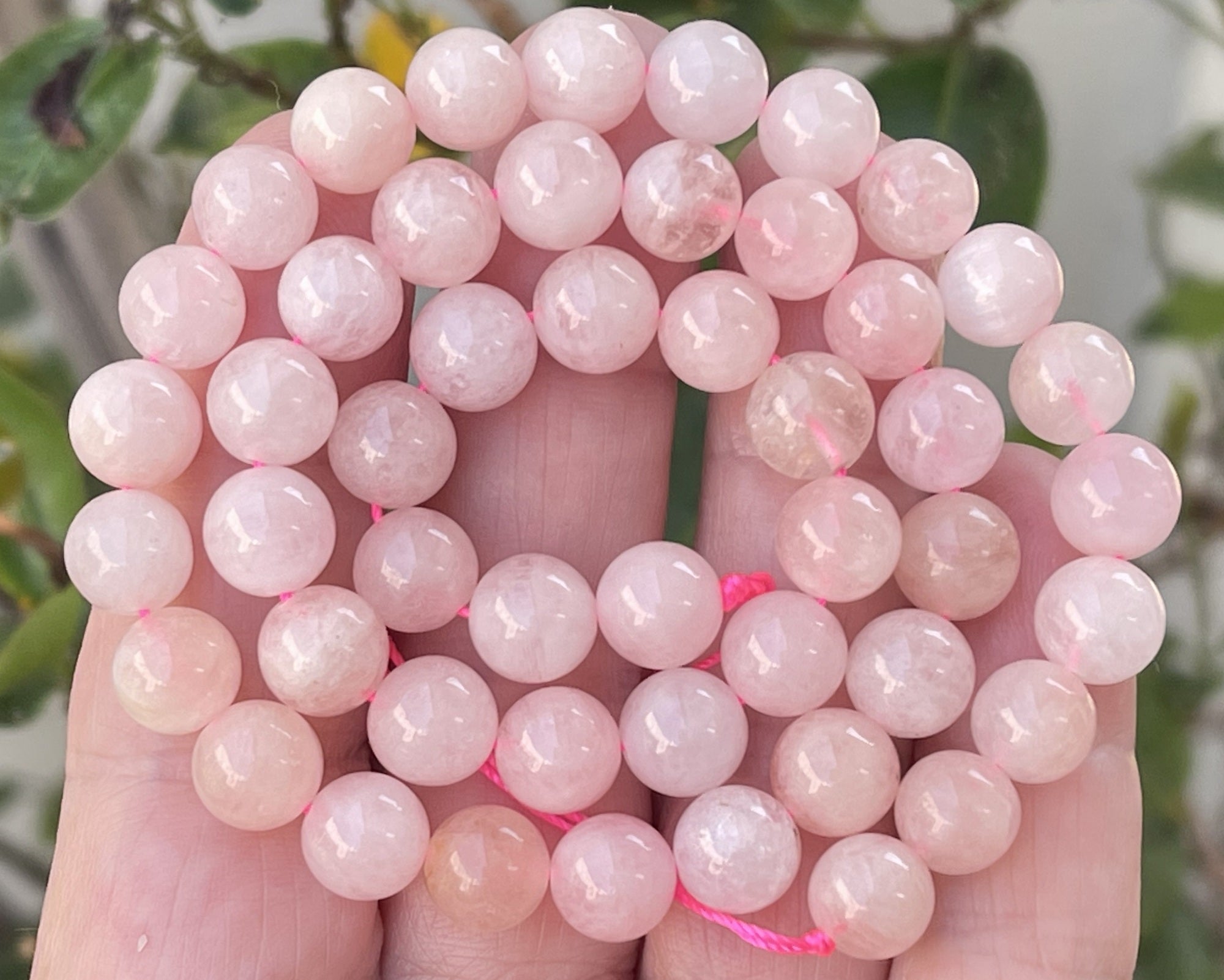 Pink Morganite 8mm round natural gemstone beads 15.5" strand - Oz Beads 