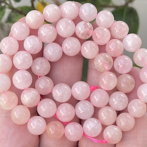 Pink Morganite 8mm round natural gemstone beads 15.5" strand - Oz Beads 