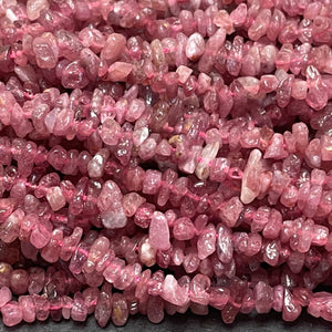 Pink Tourmaline 3-5mm tiny chip beads natural gemstone chips 16" strand - Oz Beads 