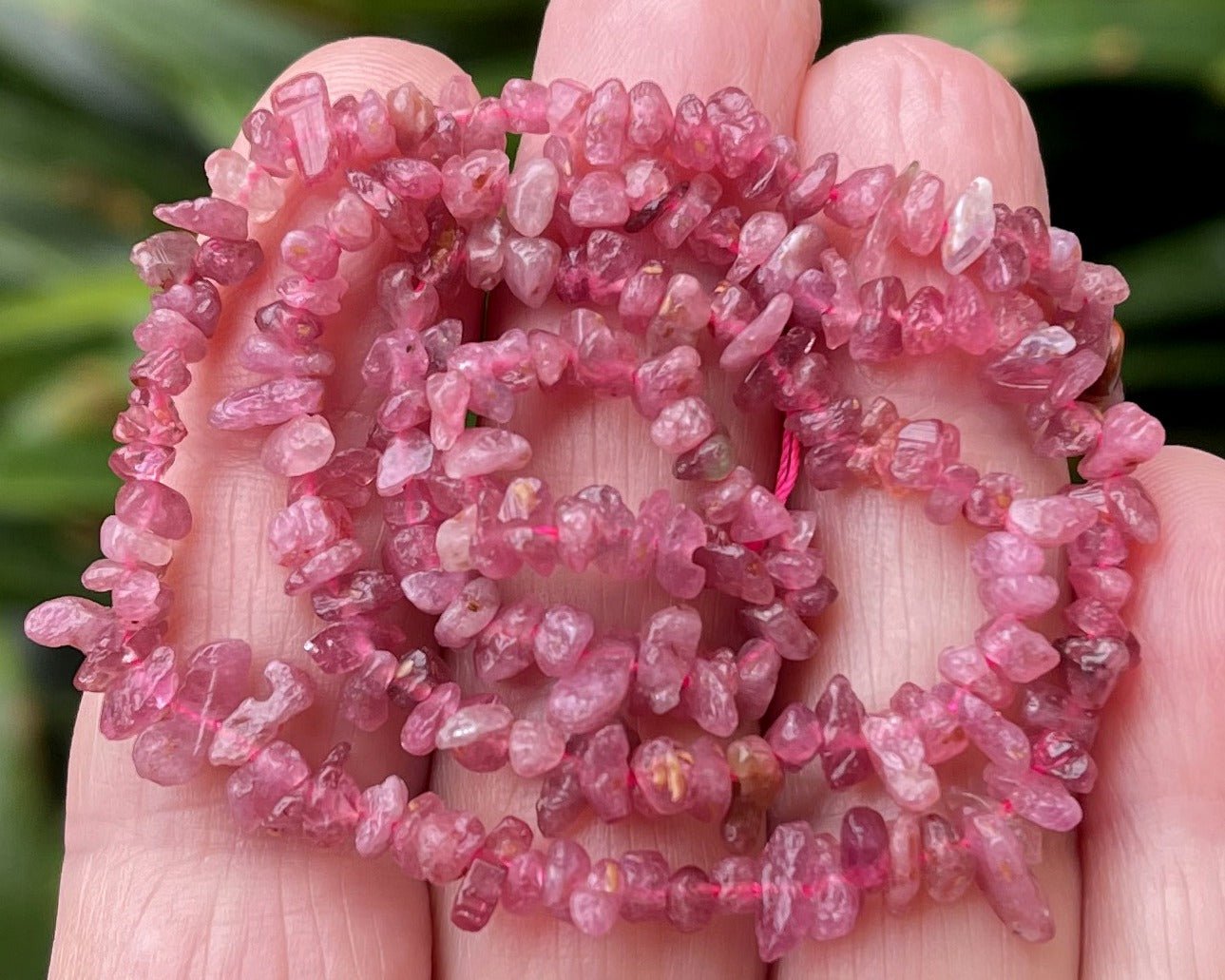 Pink Tourmaline 3-5mm tiny chip beads natural gemstone chips 16" strand - Oz Beads 