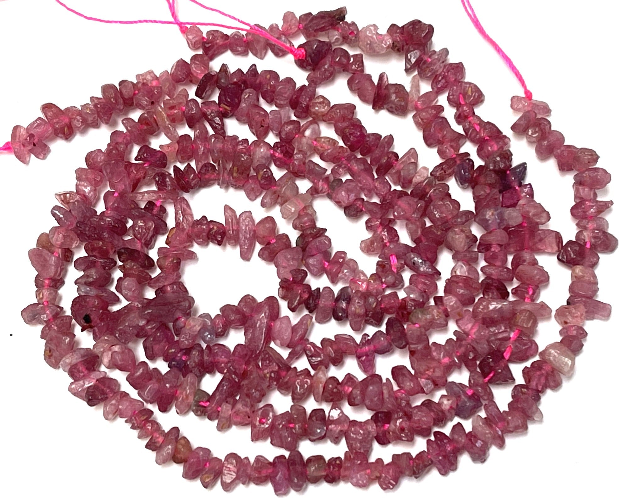 Pink Tourmaline 3-5mm tiny chip beads natural gemstone chips 16" strand - Oz Beads 