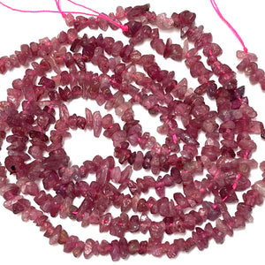 Pink Tourmaline 3-5mm tiny chip beads natural gemstone chips 16" strand - Oz Beads 