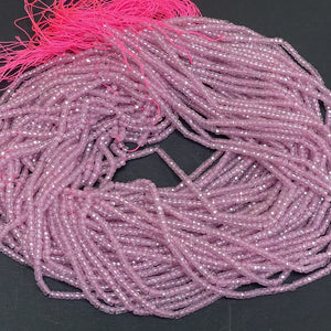 Pink Zircon 3x2mm rondelle micro faceted sparkling CZ beads 15" strand - Oz Beads 
