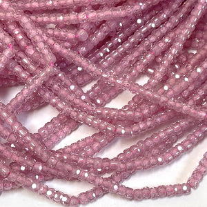 Pink Zircon 3x2mm rondelle micro faceted sparkling CZ beads 15" strand - Oz Beads 