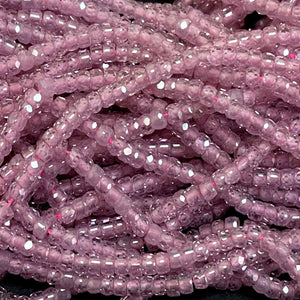 Pink Zircon 3x2mm rondelle micro faceted sparkling CZ beads 15" strand - Oz Beads 
