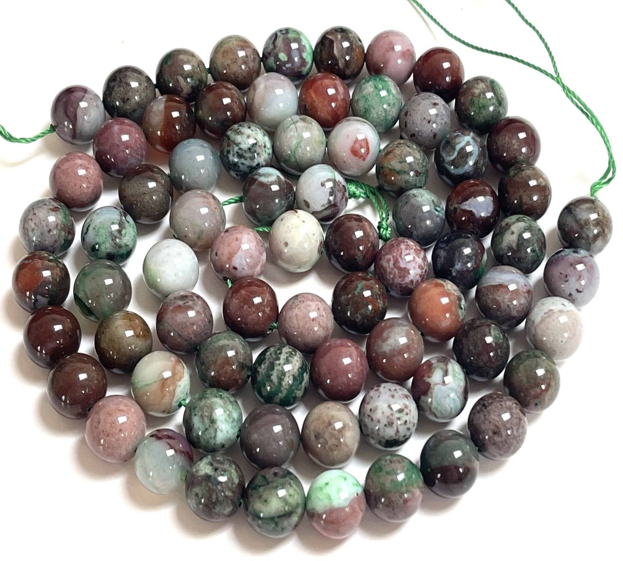 Portuguese Agate 10mm round gemstone beads 15.5" strand - Oz Beads 