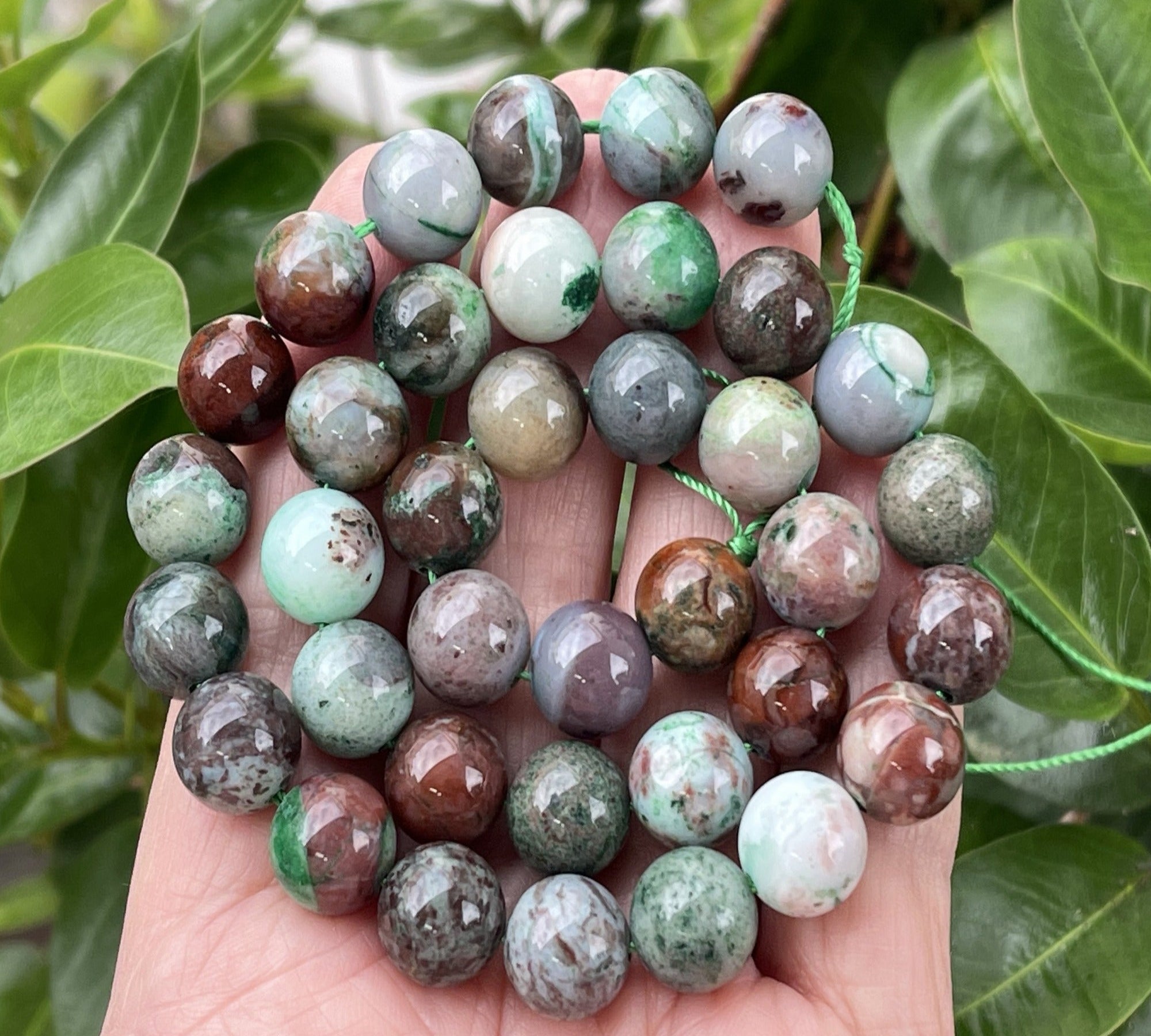 Portuguese Agate 10mm round gemstone beads 15.5" strand - Oz Beads 