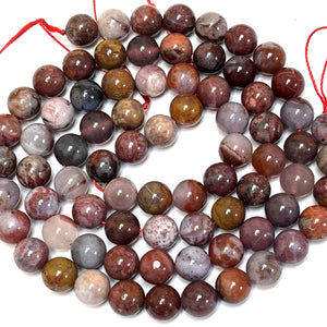 Portuguese Agate 10mm round natural gemstone beads 15.5" strand - Oz Beads 