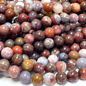 Portuguese Agate 10mm round natural gemstone beads 15.5" strand - Oz Beads 