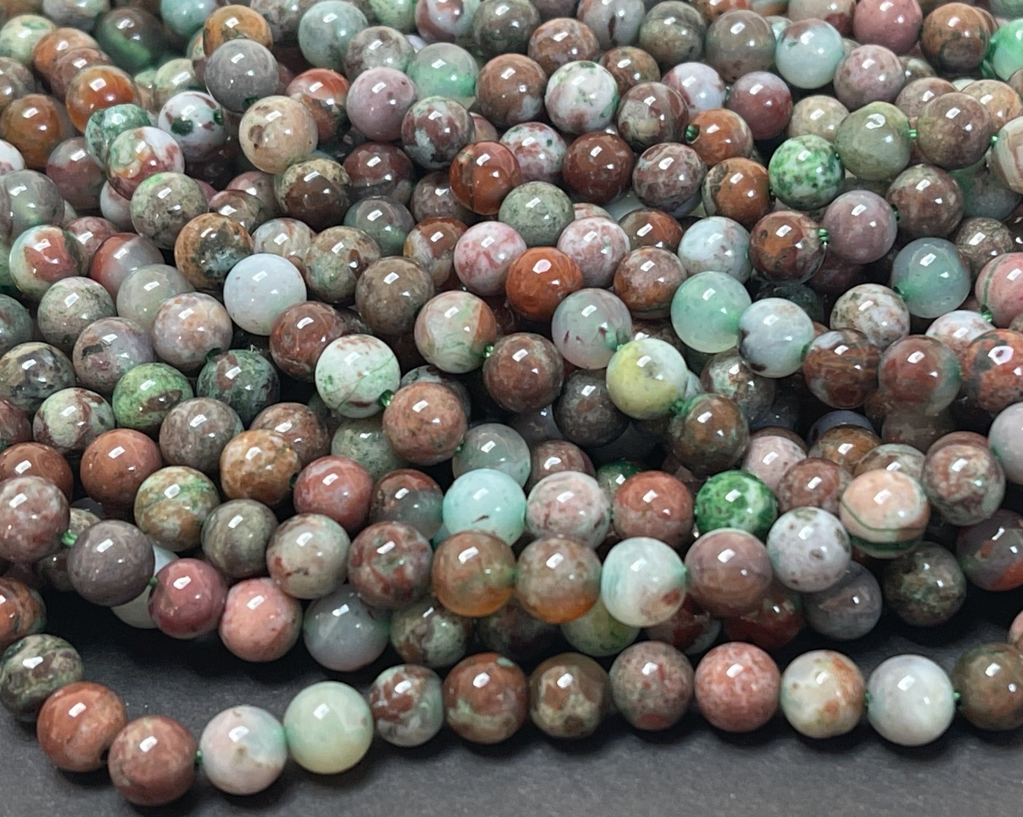 Portuguese Agate 6mm round gemstone beads 15" strand