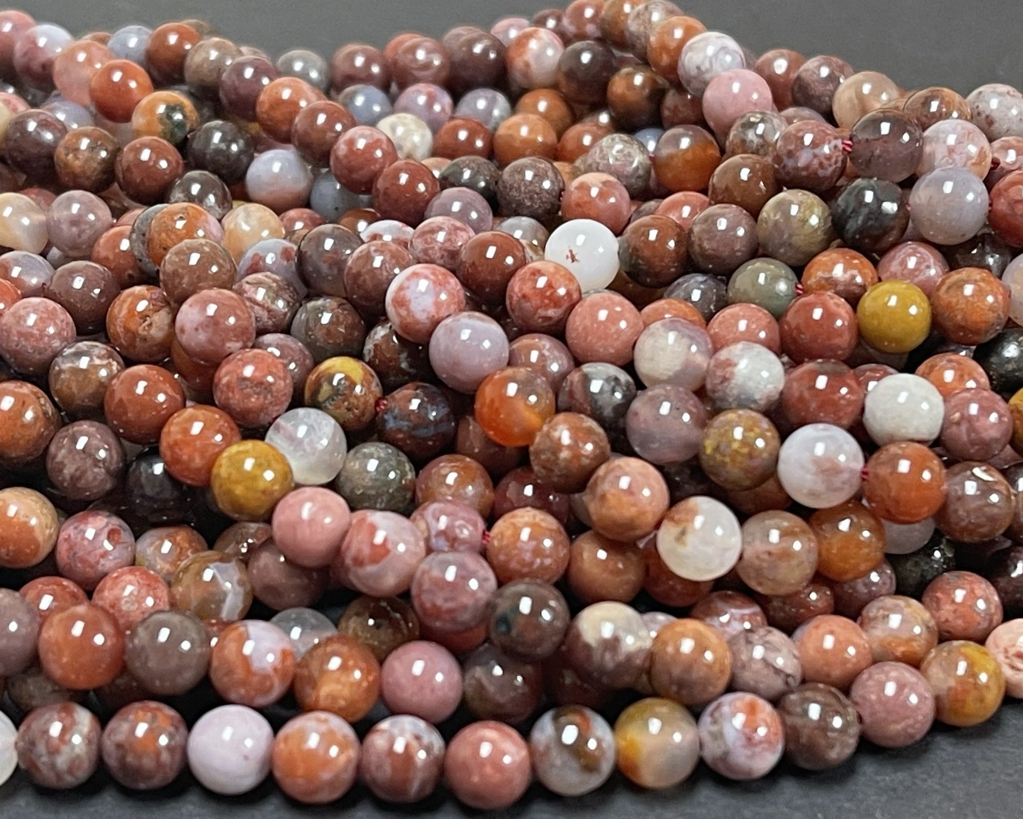 Portuguese Agate 6mm round natural gemstone beads 15.5" strand