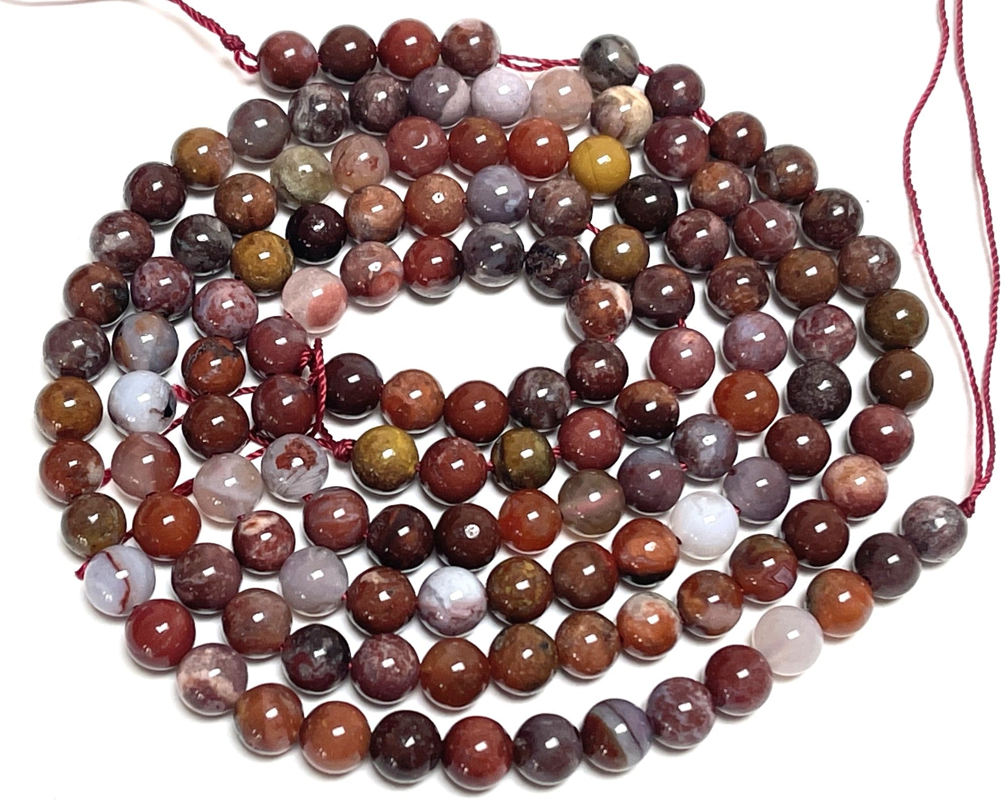 Portuguese Agate 6mm round natural gemstone beads 15.5" strand