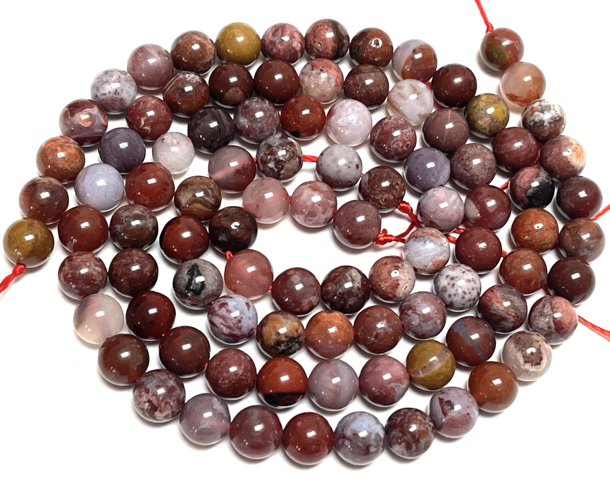 Portuguese Agate 8mm round natural gemstone beads 15.5" strand - Oz Beads 