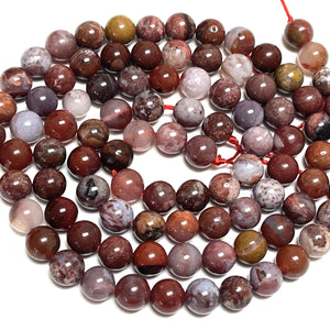 Portuguese Agate 8mm round natural gemstone beads 15.5" strand - Oz Beads 