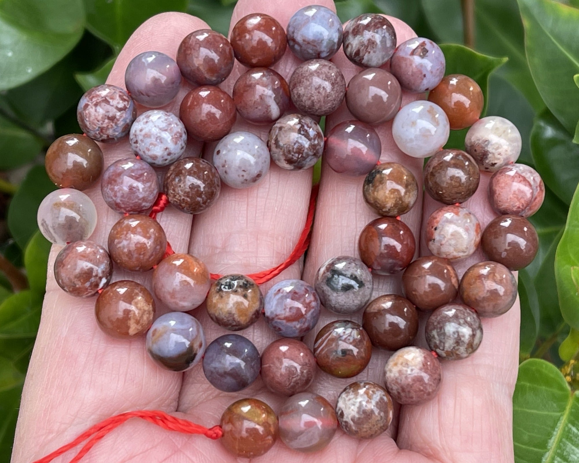 Portuguese Agate 8mm round natural gemstone beads 15.5" strand - Oz Beads 