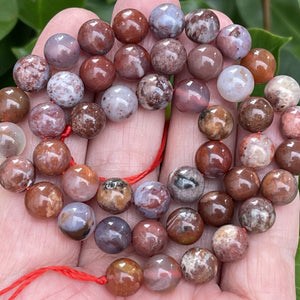 Portuguese Agate 8mm round natural gemstone beads 15.5" strand - Oz Beads 