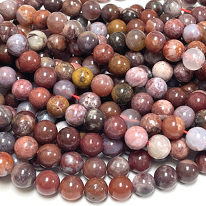 Portuguese Agate 8mm round natural gemstone beads 15.5" strand - Oz Beads 