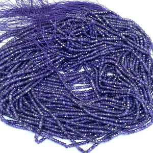 Purple Zircon 3x2mm rondelle micro faceted sparkling CZ beads 15" strand - Oz Beads 