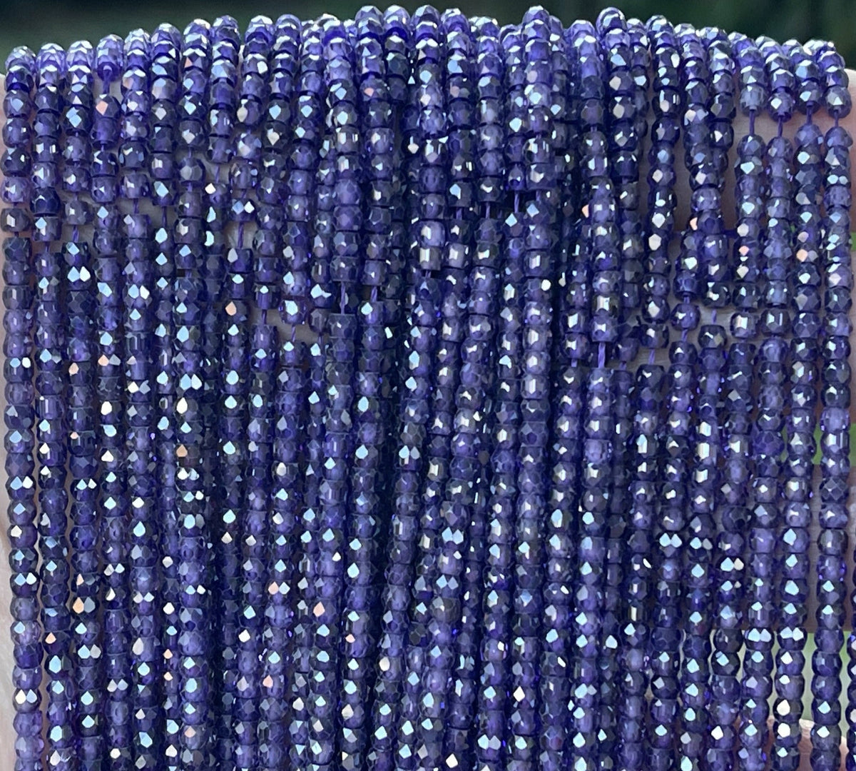 Purple Zircon 3x2mm rondelle micro faceted sparkling CZ beads 15" strand - Oz Beads 