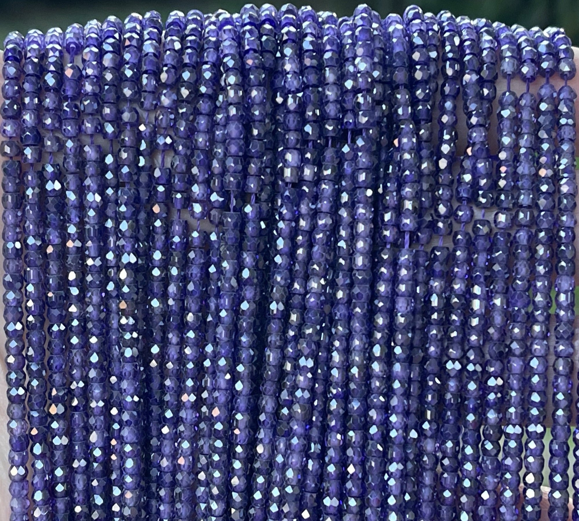 Purple Zircon 3x2mm rondelle micro faceted sparkling CZ beads 15" strand - Oz Beads 