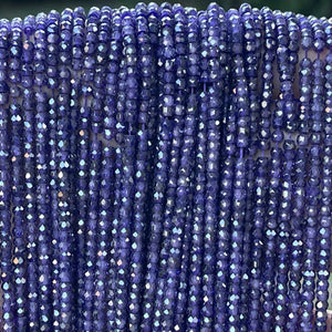 Purple Zircon 3x2mm rondelle micro faceted sparkling CZ beads 15" strand - Oz Beads 