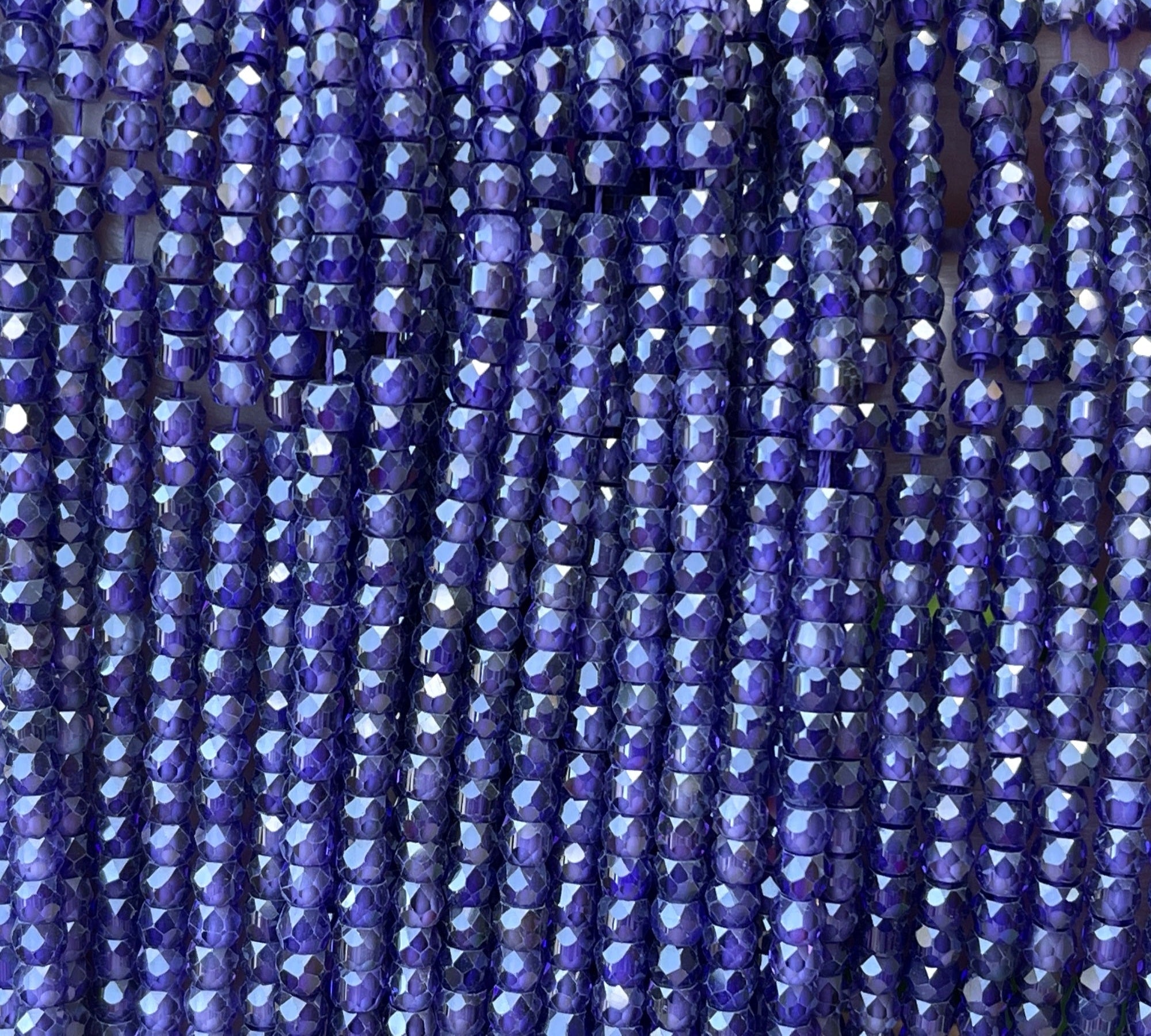 Purple Zircon 3x2mm rondelle micro faceted sparkling CZ beads 15" strand - Oz Beads 