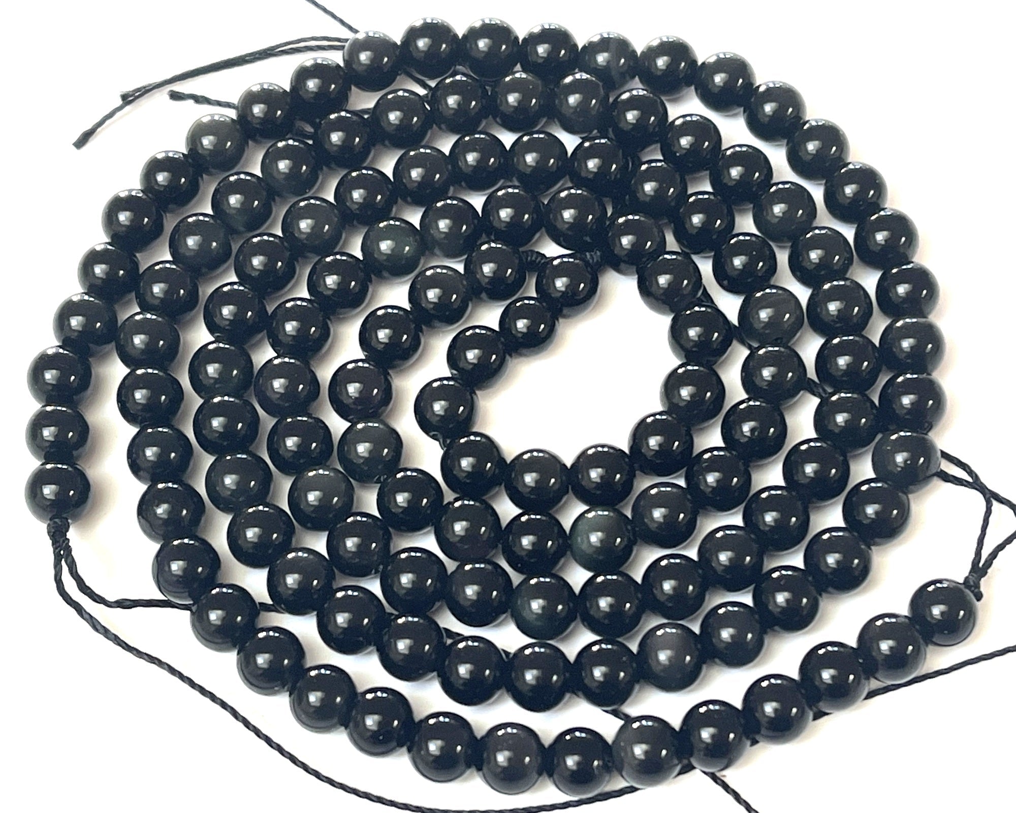 Black Rainbow Obsidian 6mm round natural gemstone beads 15.5" strand - Oz Beads 