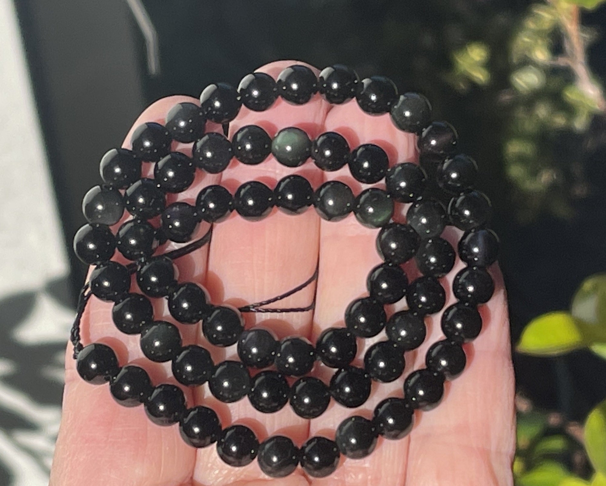 Black Rainbow Obsidian 6mm round natural gemstone beads 15.5" strand - Oz Beads 
