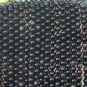 Black Rainbow Obsidian 6mm round natural gemstone beads 15.5" strand - Oz Beads 