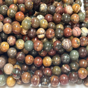 Red Creek Jasper 8mm round natural gemstone beads 15" strand - Oz Beads 