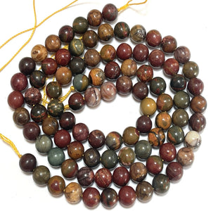 Red Creek Jasper 8mm round natural gemstone beads 15" strand - Oz Beads 