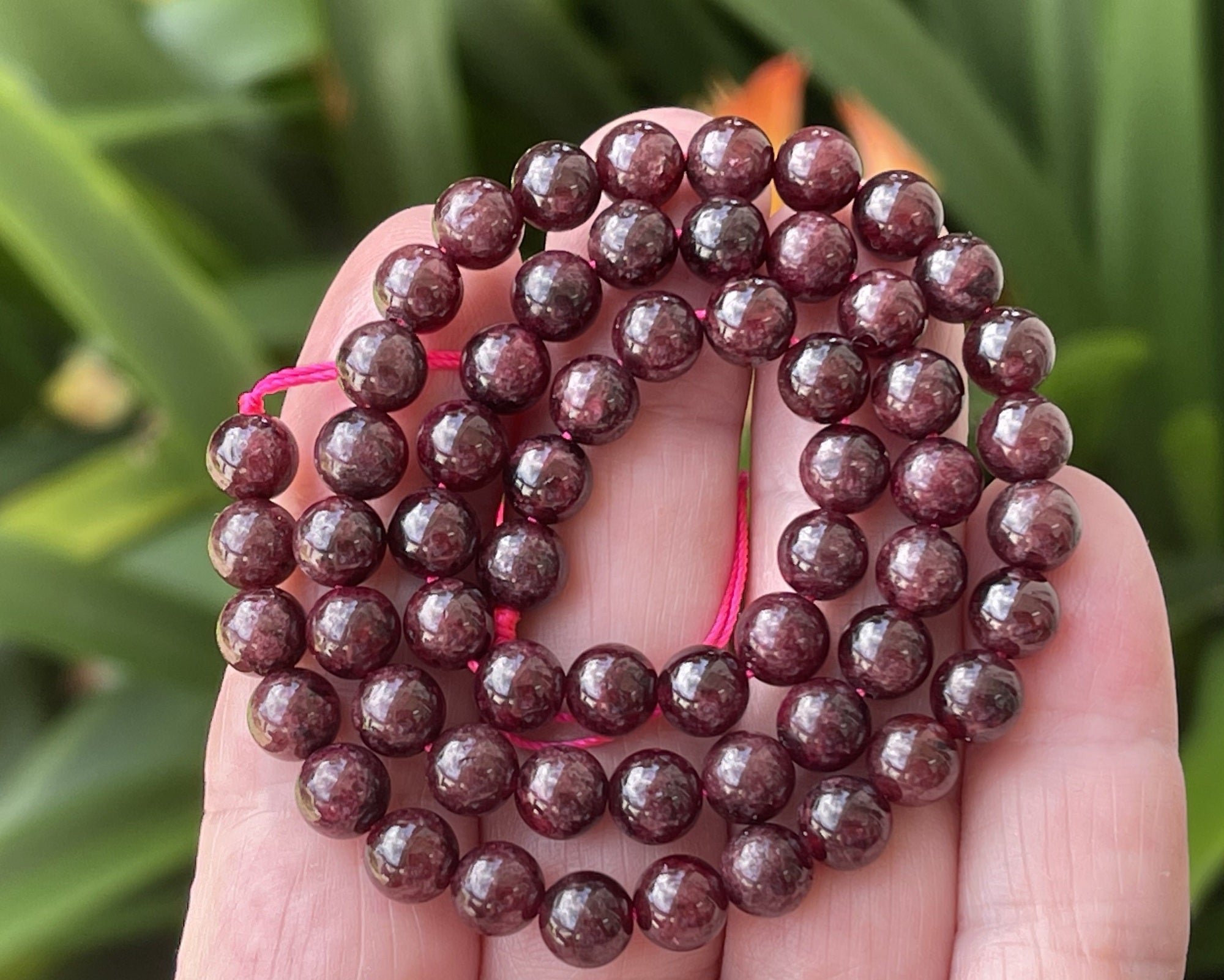 Red Garnet 6mm round gemstone beads 15" strand - Oz Beads 