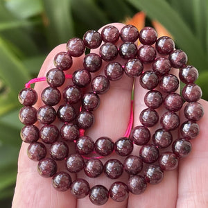 Red Garnet 6mm round gemstone beads 15" strand - Oz Beads 