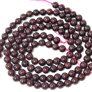 Red Garnet 6mm round gemstone beads 15" strand - Oz Beads 