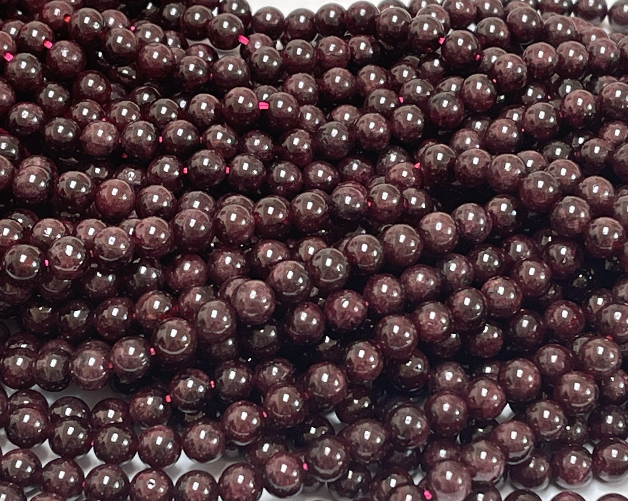 Red Garnet 6mm round gemstone beads 15" strand - Oz Beads 