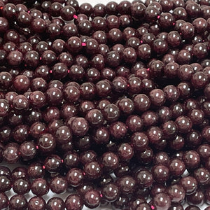 Red Garnet 6mm round gemstone beads 15" strand - Oz Beads 