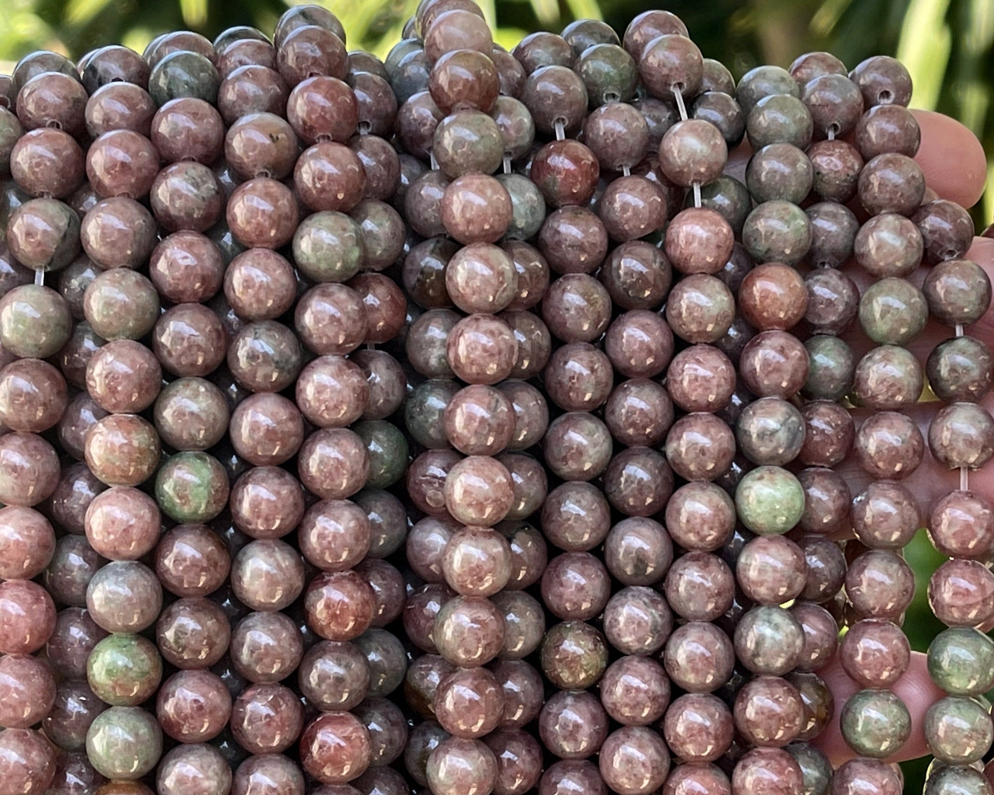 Red Green Kashgar Garnet 8mm round natural gemstone beads 15" strand