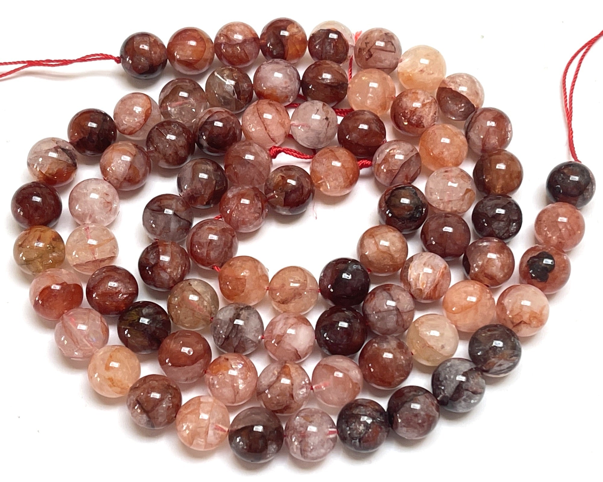 Red Hematoid Fire Quartz 10mm round natural gemstone beads 15.5" strand