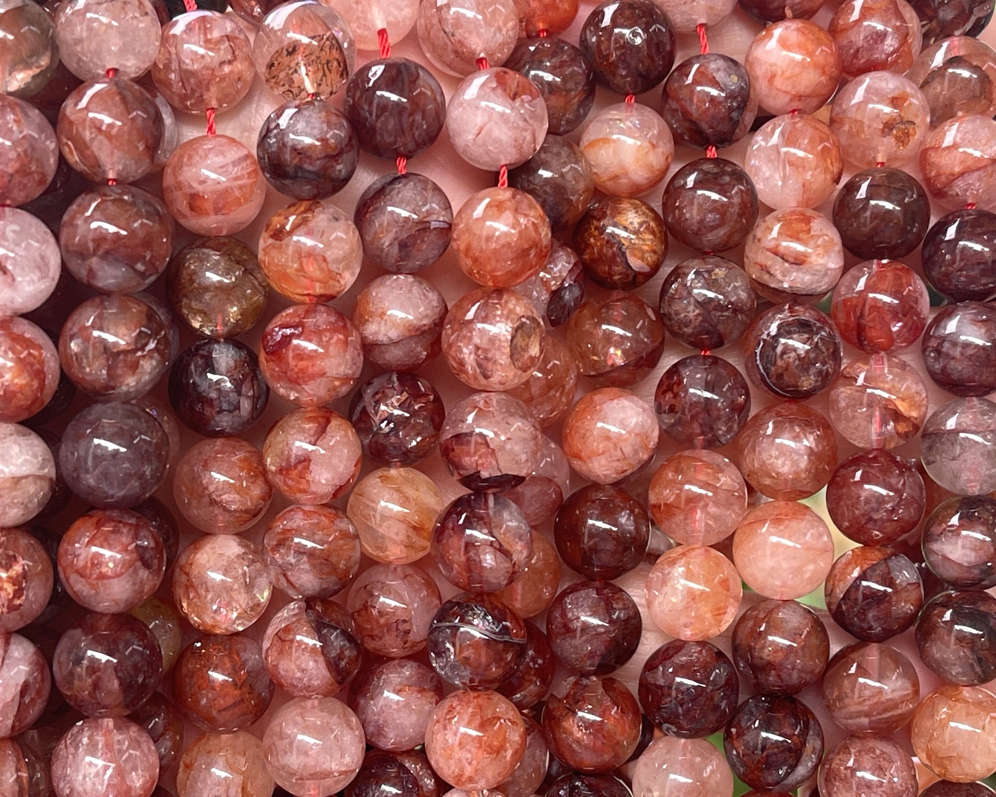 Red Hematoid Fire Quartz 10mm round natural gemstone beads 15.5" strand
