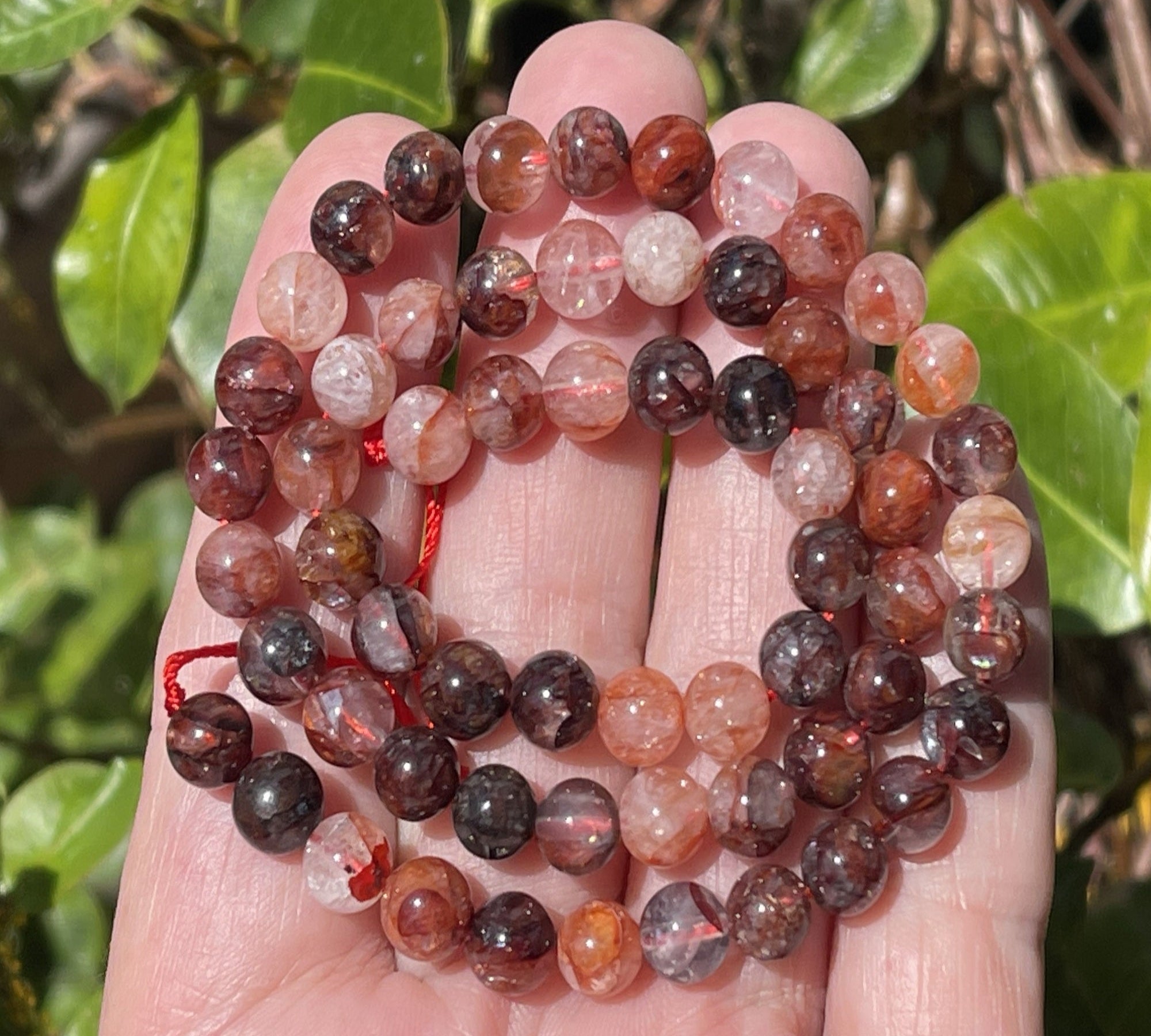 Red Hematoid Quartz 6mm round natural gemstone beads 15.5" strand - Oz Beads 