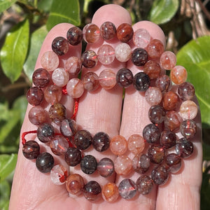 Red Hematoid Quartz 6mm round natural gemstone beads 15.5" strand - Oz Beads 