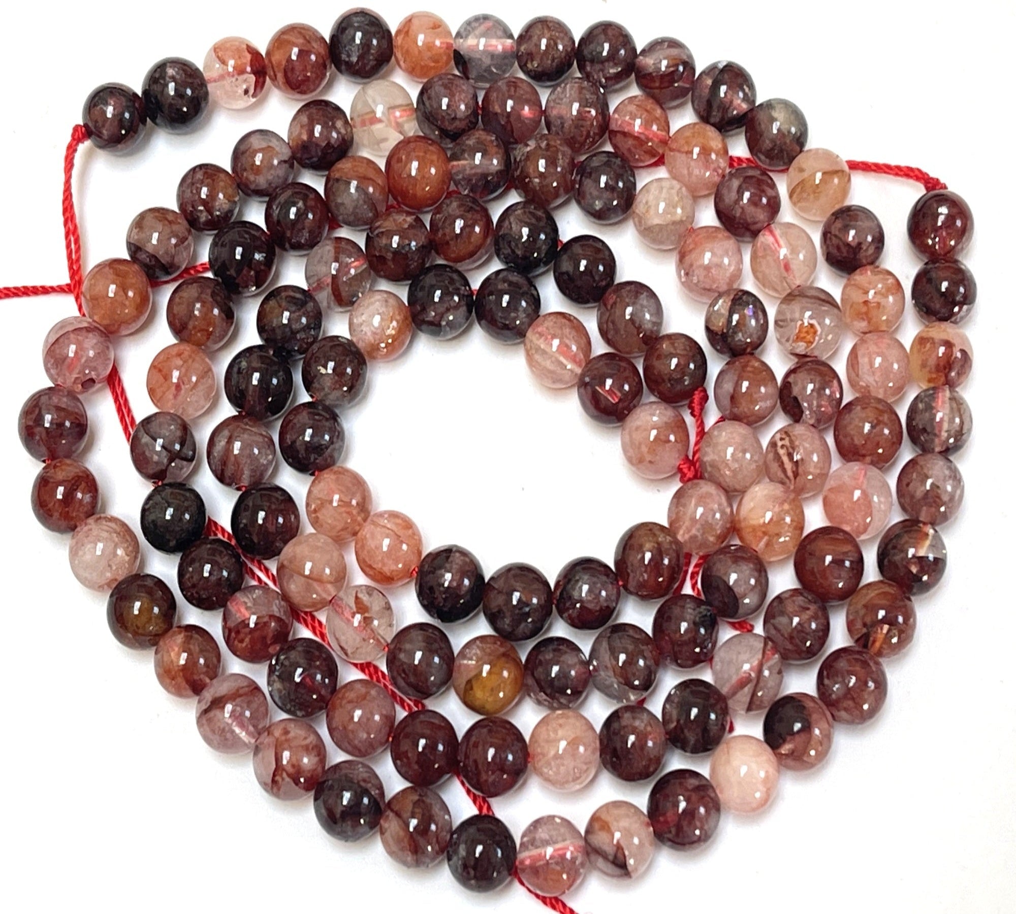 Red Hematoid Quartz 6mm round natural gemstone beads 15.5" strand - Oz Beads 