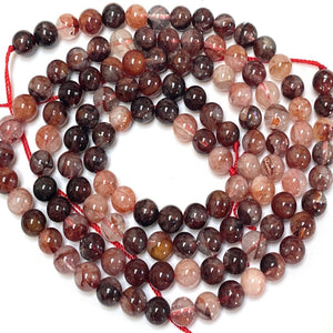 Red Hematoid Quartz 6mm round natural gemstone beads 15.5" strand - Oz Beads 