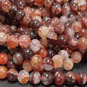 Red Hematoid Quartz 6mm round natural gemstone beads 15.5" strand - Oz Beads 