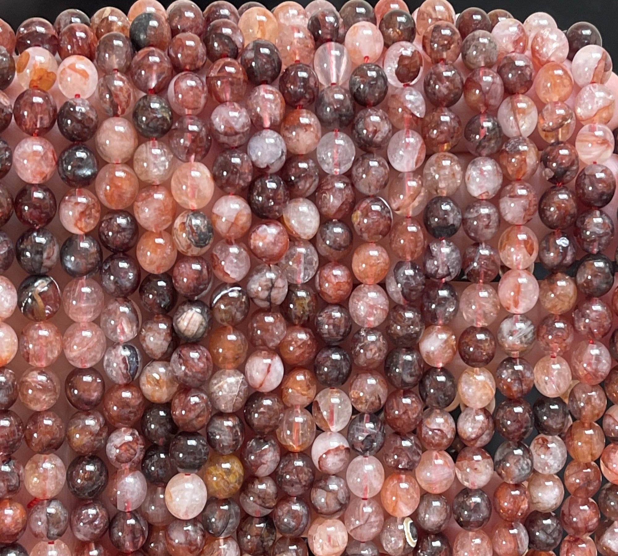 Red Hematoid Quartz 6mm round natural gemstone beads 15.5" strand - Oz Beads 